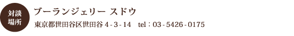 対談場所:ブーランジェリー スドウ 東京都世田谷区世田谷4-3-14 tel:03-5426-0175